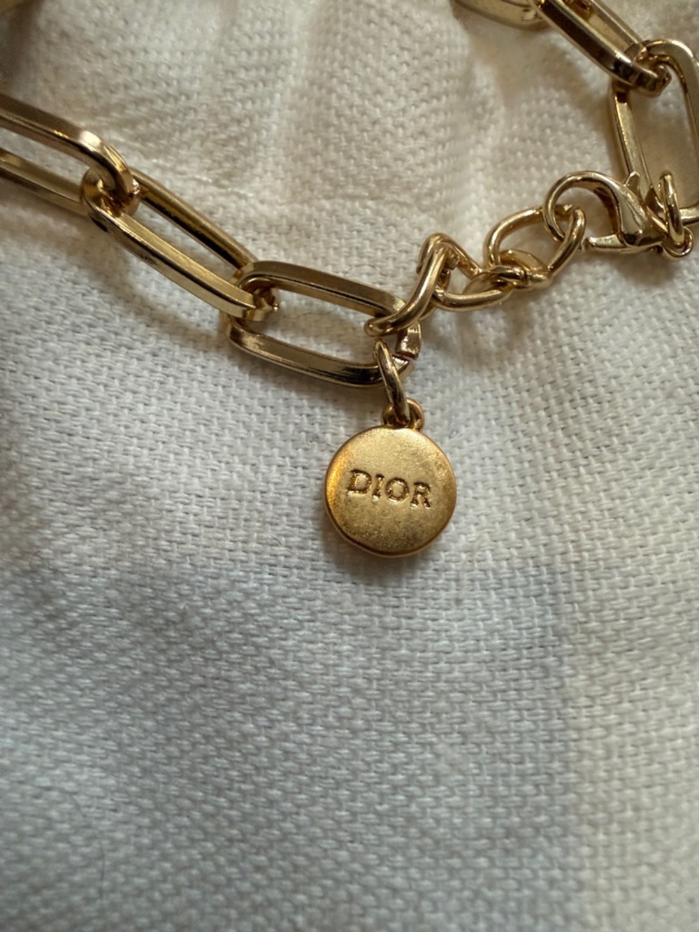 Dior Gold-Tone Chain Bracelet with Crystal 'D' Charm - Picture 3 of 3